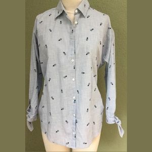Madewell blue pineapple print shirt size small